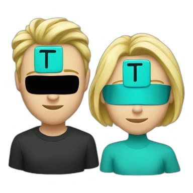 two characters, one after the other, one is a black lowercase letter t and the other is a turquose verical bar sticker
