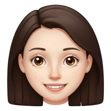 brunette with pimples on her cheek and forehead, still smiling (very visible spots) sticker