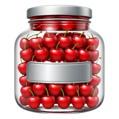 Realistic glass jar with silver metallic lid filled with maraschino cherries inside of it. sticker