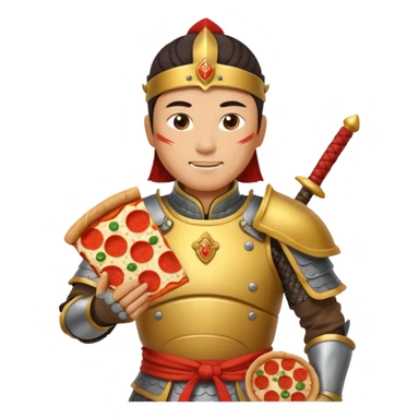 chinese ancient warrior with pizza sticker