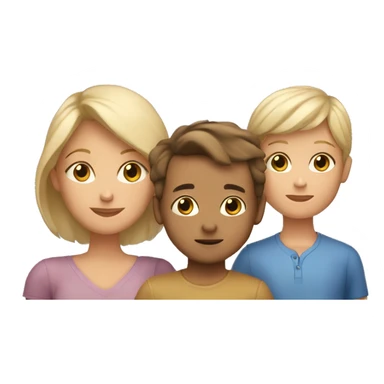 Blonde Mom with Brown eyes holds her 7 year old boy and 3 year old girl the Kids are Brown hair and Brown eyes sticker