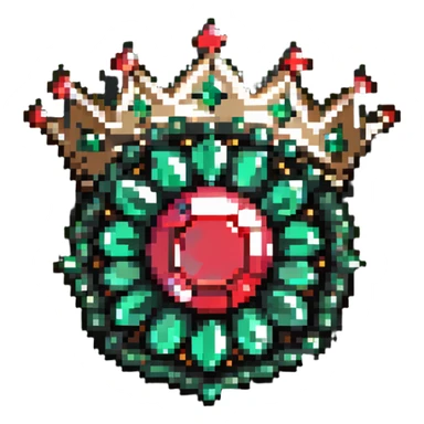 Crown-shaped member badge with green gemstones transitioning to red rubies at the tips sticker