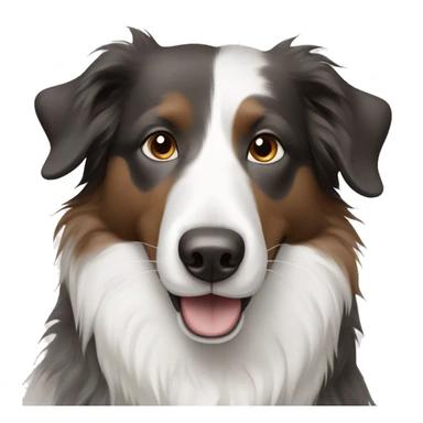 Bordercollie with brown and grey areas in white face more white sticker