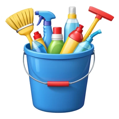 bucket with cleaning items sticker