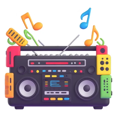 boombox with musical elements sticker
