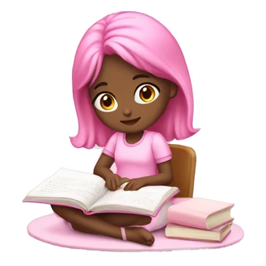 Girl studying cute pink aesthetic sticker