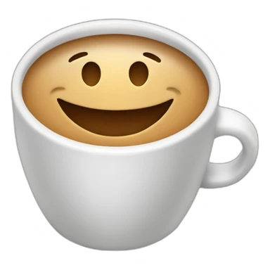 smiling coffee cup working on a laptop sticker