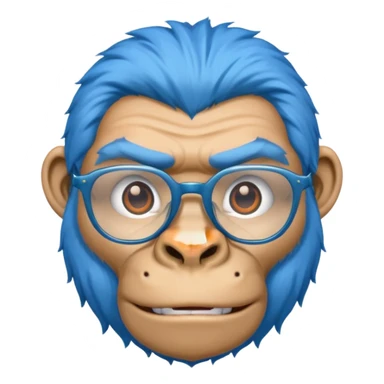 blue haired gorilla head with glasses, no text sticker