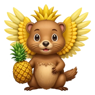 Castoro con le ali e con i capelli a forma di ananas  sticker
