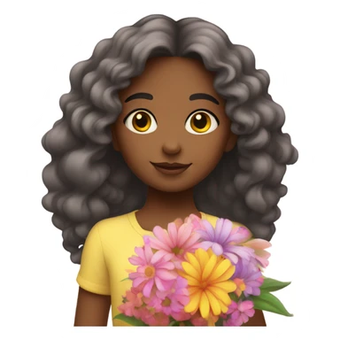 girl with flowers sticker