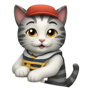 A cat on a boat sticker