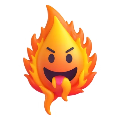 3D emoticon representing calorie expenditure, energetic expression, with elements like flame and sweat drops, Microsoft Fluent emoji style sticker