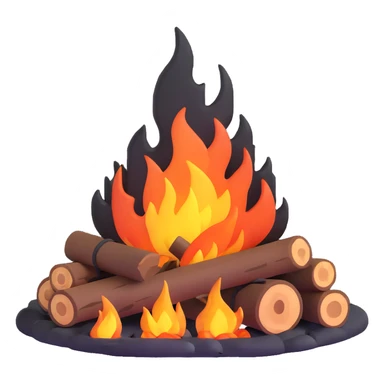 campfire with logs and flames sticker