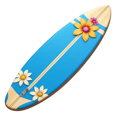 Blue Surfboard with Flower Pattern sticker