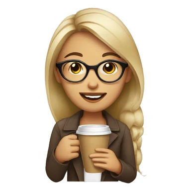Girl wearing glasses drinking coffee sticker