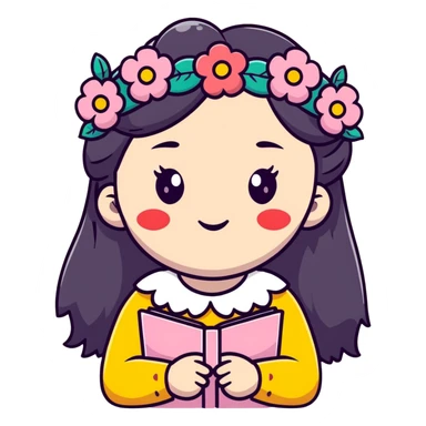 kawaii soft girl with heart cheeks and flower crown sticker
