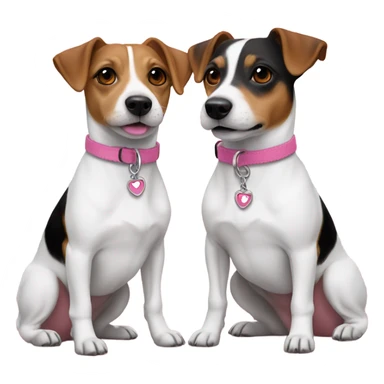 Pair together 2 Jack Russels pink collars sticker