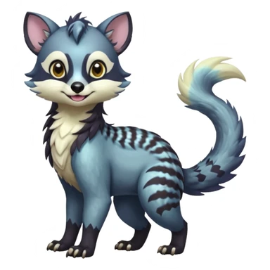 Colorful dark tropical iridescent pastel white glorious divine exotic cute cool beautiful shiny beautiful fantasy-civet-sergal-vernid-Gryphon-Cacomistle-oncilla-animal-Fakémon-hybrid-fursona (full body) sticker