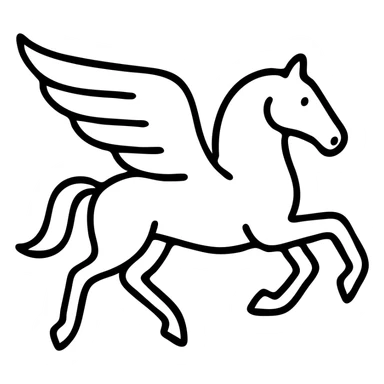Elegant Pegasus with wings outstretched, flying horse in profile view sticker
