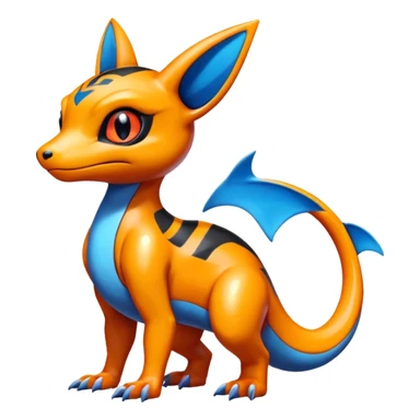 Cute Shiny Guilmon-Salandit-Umbreon-Fakémon-hybrid-creature (full body)  sticker