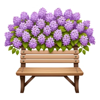 wooden bench surrounded by lilac flowers emoji sticker