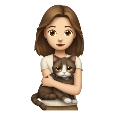 Brown hair girl with sad ragdoll cat sticker