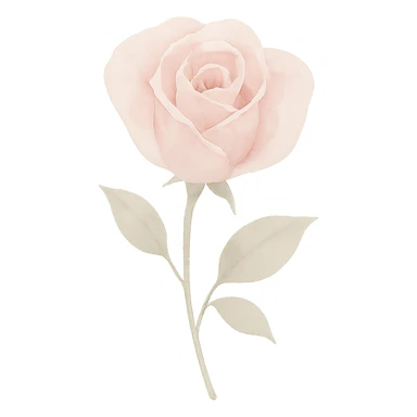 single pastel pink rose, delicate watercolor, dreamy sticker