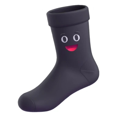 black football sock, simple 3d emoji, no text sticker