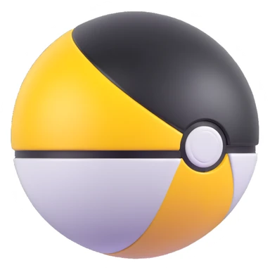 Ultra Ball from Pokemon, black and yellow top half, white bottom half sticker