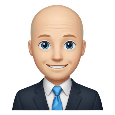 Bald blue eyed groom  with tye sticker