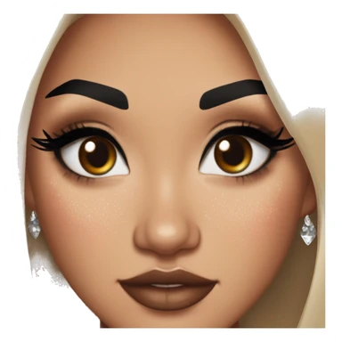 Alexa Demie euphoria show: warm brown eyes, bold black sharp eyeliner, sparkly rhinestones on eyes, dark arched brows, full nude-berry lips, light skin, high cheekbones, sleek dark brown long straight hair in ponytail.

 sticker