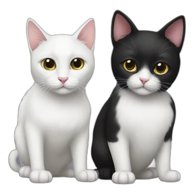 White cat and black cat sticker