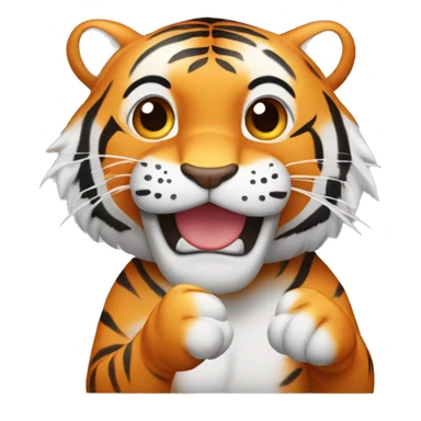 Tiger showing namaste sticker