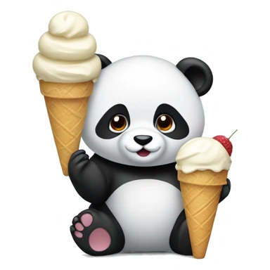 Panda eating ice cream sticker
