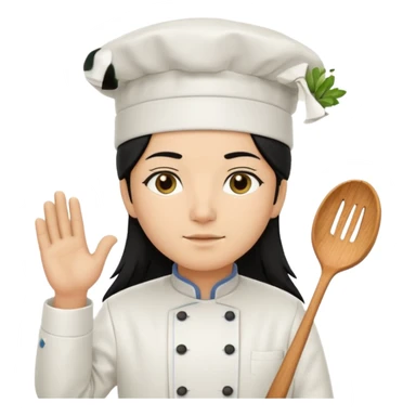 Chef pelinegra pelo largo y liso sticker