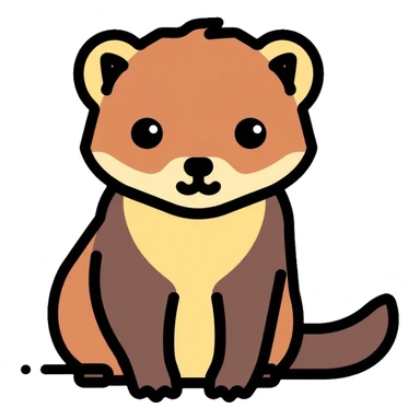 yellow-throated marten, siberian harza, small predatory mammal with yellowish throat and dark brown fur sticker