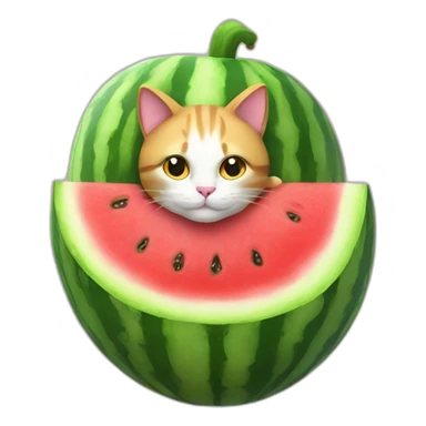 Cat sit in watermelon  sticker