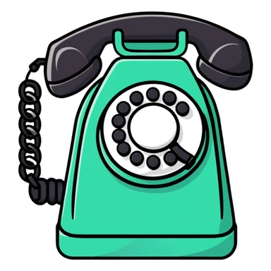 black telephone, retro desk phone sticker