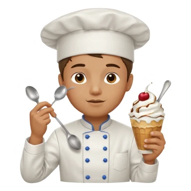 Young Male Chef eating sundae with spoon sticker