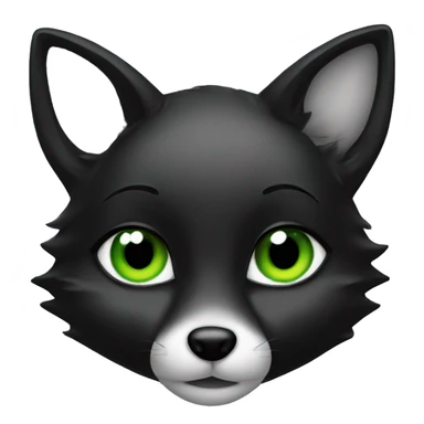 black fox cute female with green eyes sticker