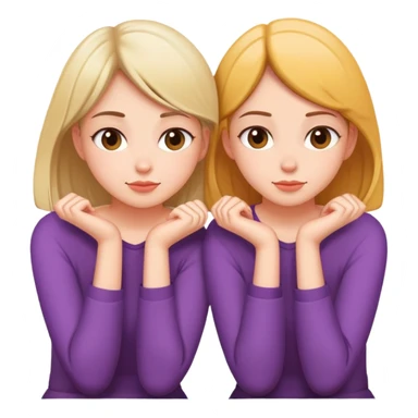 two girls sitting back to back with their cheeks touching sticker
