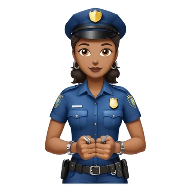Black policewoman holding handcuffs and has a smirk on her face  sticker
