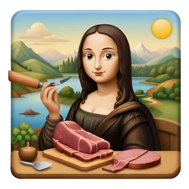 monalisa painting a SPAM meat portrait landscape  sticker