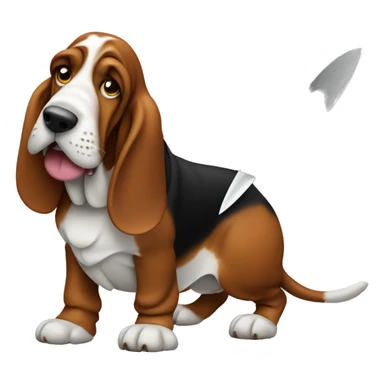 basset hound with a knife sticker