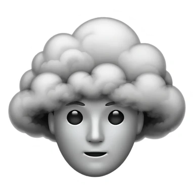 Minimalist emoji-style sticker of a faceless head surrounded by smoke. No facial features. Grayscale tones, soft outline.
 sticker