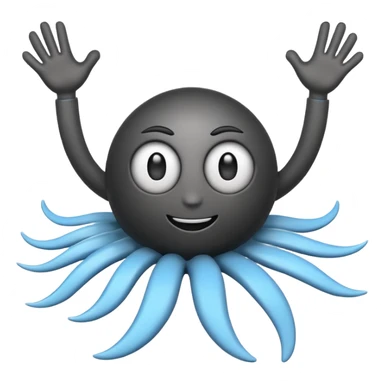 simple professional cyclone emoji with cartoon eyes, black arms and legs, polished emoji style, suitable for company logo sticker