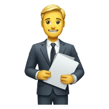 business man holding a file sticker
