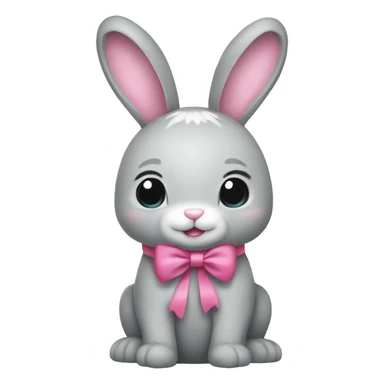 A light gray bunny with a pink bow, cute, chrismas vibe sticker
