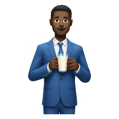 A man drink milk Wearing a blue suit sticker