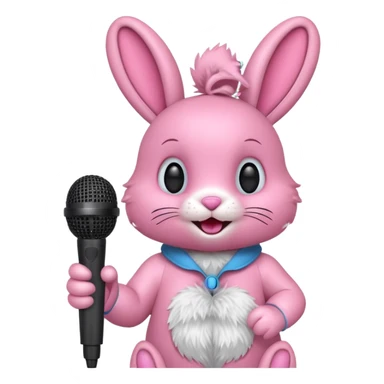 pink bunnie singing , holding mic sticker